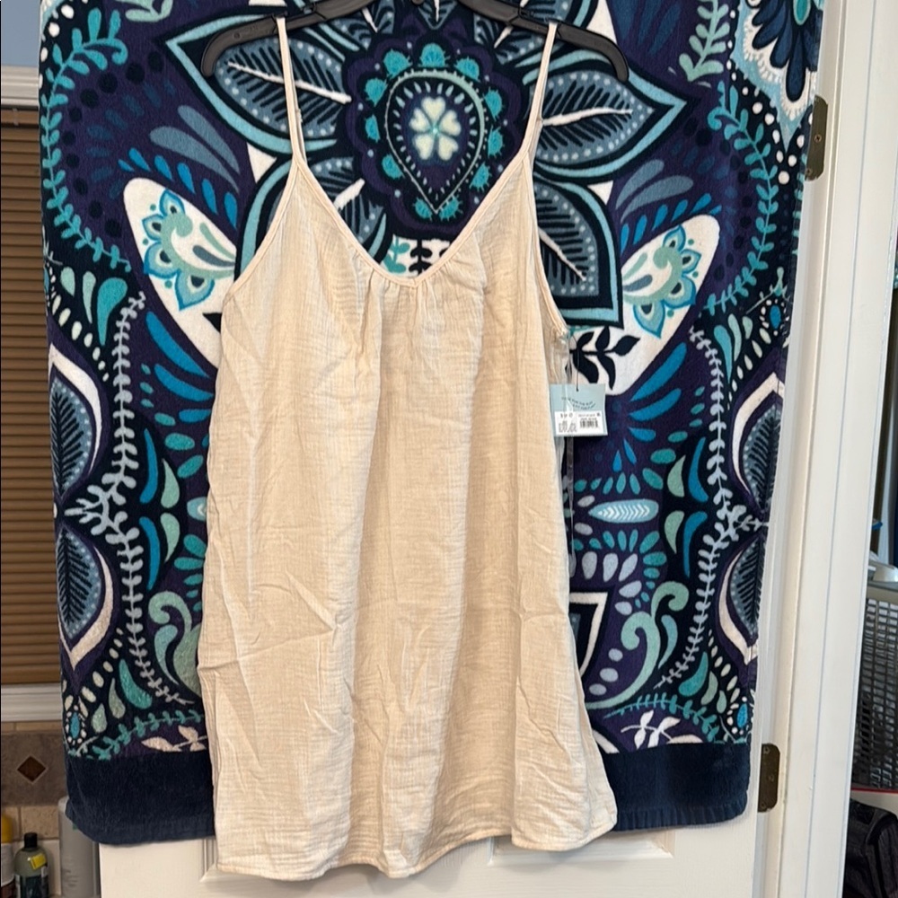 Women's Cream Spaghetti Strap swim cover S